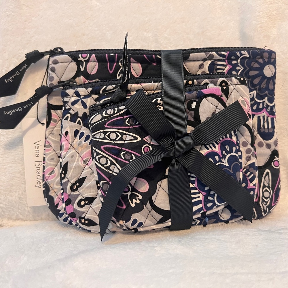 Vera Bradley cosmetic trio 3 piece bag set MIMOSA MEDALLION BNWT